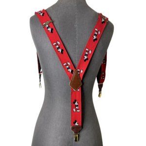 Vintage Walt Disney Co JG Hook Mens Red Mickey Mouse Suspenders Distressed